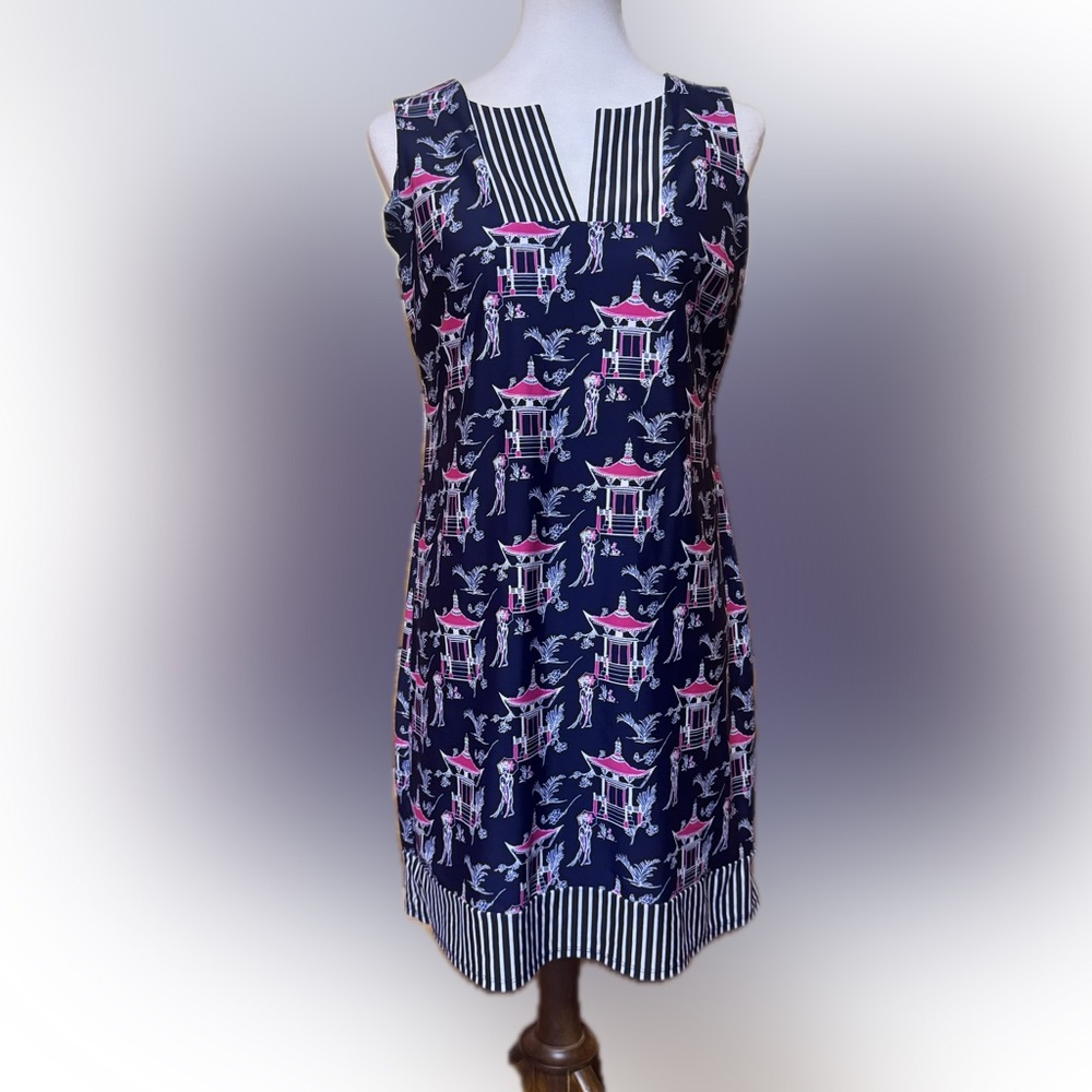 Jude Connally Navy and Pink Patterned Mini Dress